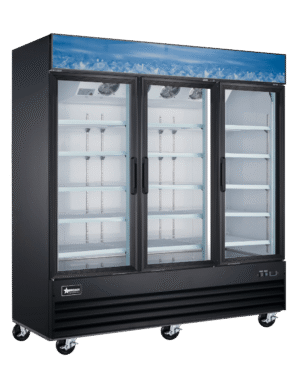 omcan glass freezer 80 black